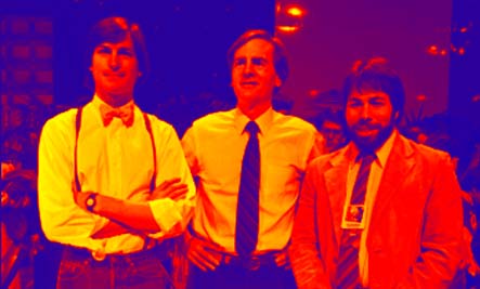 Photo de Steve Jobs, John Scully et Steve Wozniak